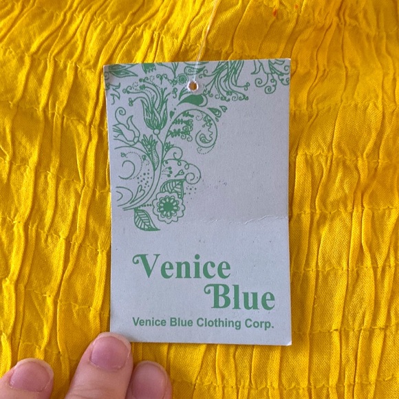 VENICE BLUE Bright Yellow Strapless Halter Dress with Floral & Embroidery, OS. - Picture 11 of 16